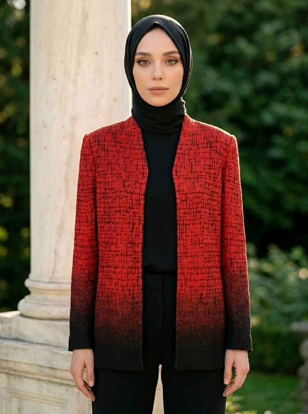 NWT Ming Wang Red and Black Women's Cardigan Sweater ~sz SMALL